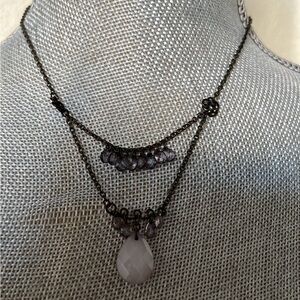 Elegant vintage Black and Silver Layered Necklace